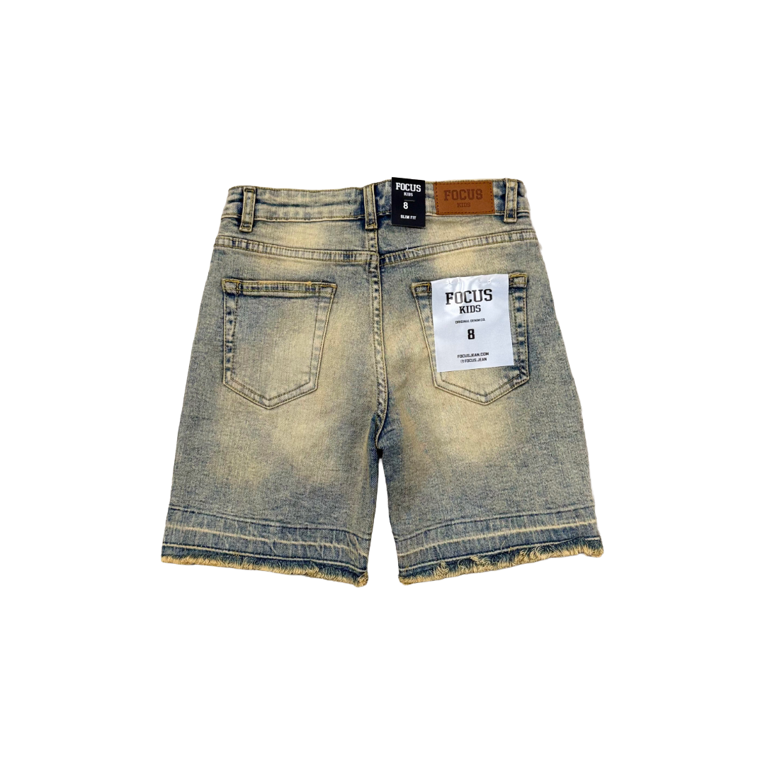 FOCUS| KIDS STARDUST RHINESTONE DENIM SHORTS VINTAGE WASH