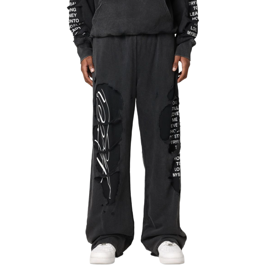 LOITER| DESTRUCTION SWEATPANTS BLACK