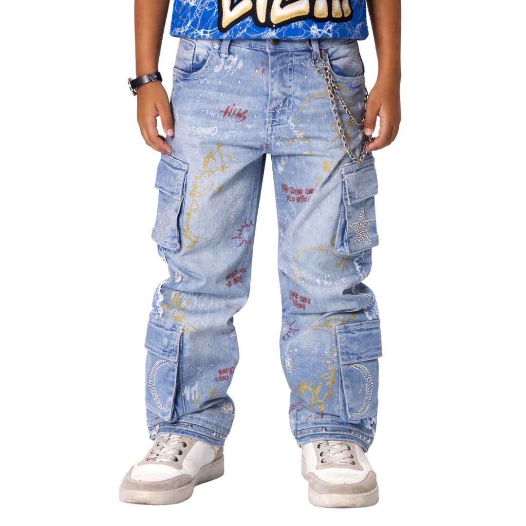 ELITE| KIDS GRAFFITI DENIM BLUE