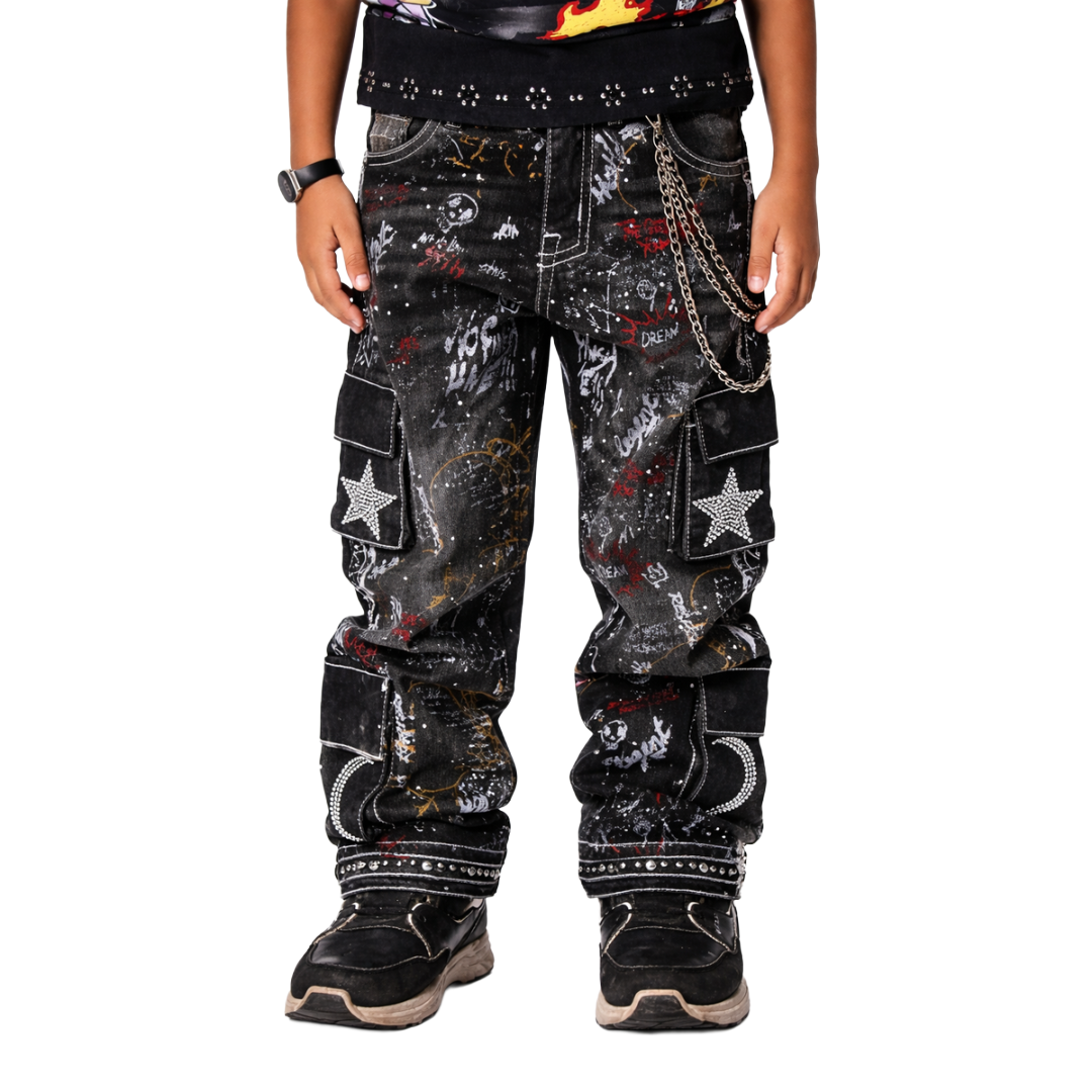 ELITE| KIDS GRAFFITI DENIM BLACK