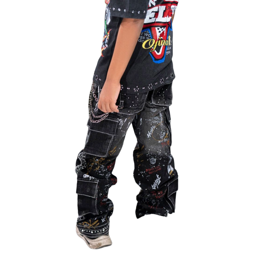 ELITE| KIDS GRAFFITI DENIM BLACK