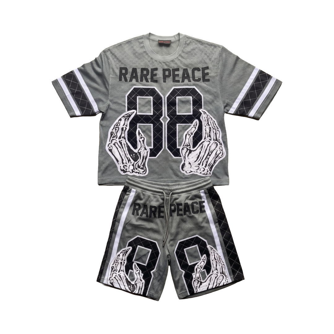 RARE PEACE| MESH JERSEY SHORT SET GREY
