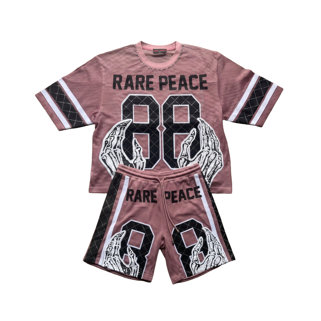 RARE PEACE| MESH JERSEY SHORT SET PINK