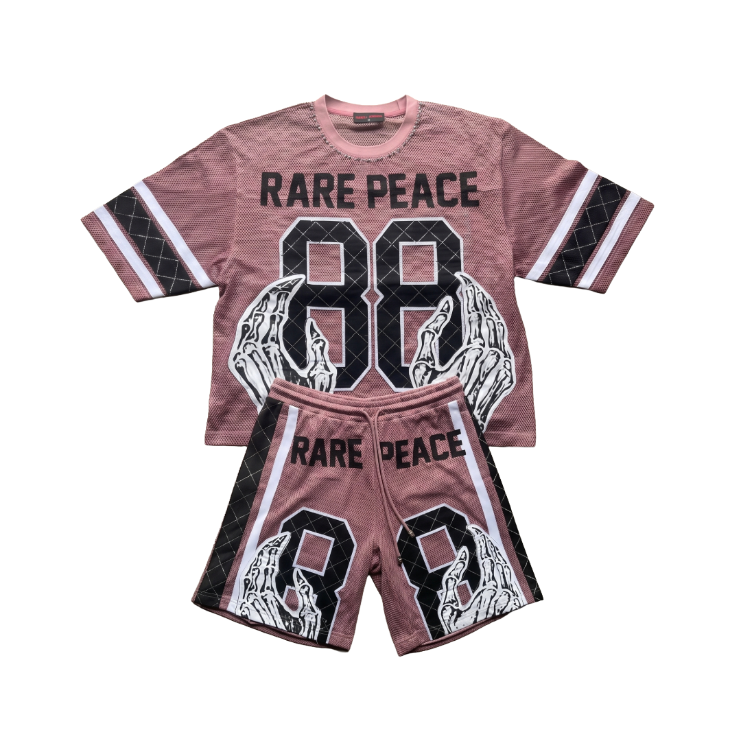 RARE PEACE| MESH JERSEY SHORT SET PINK