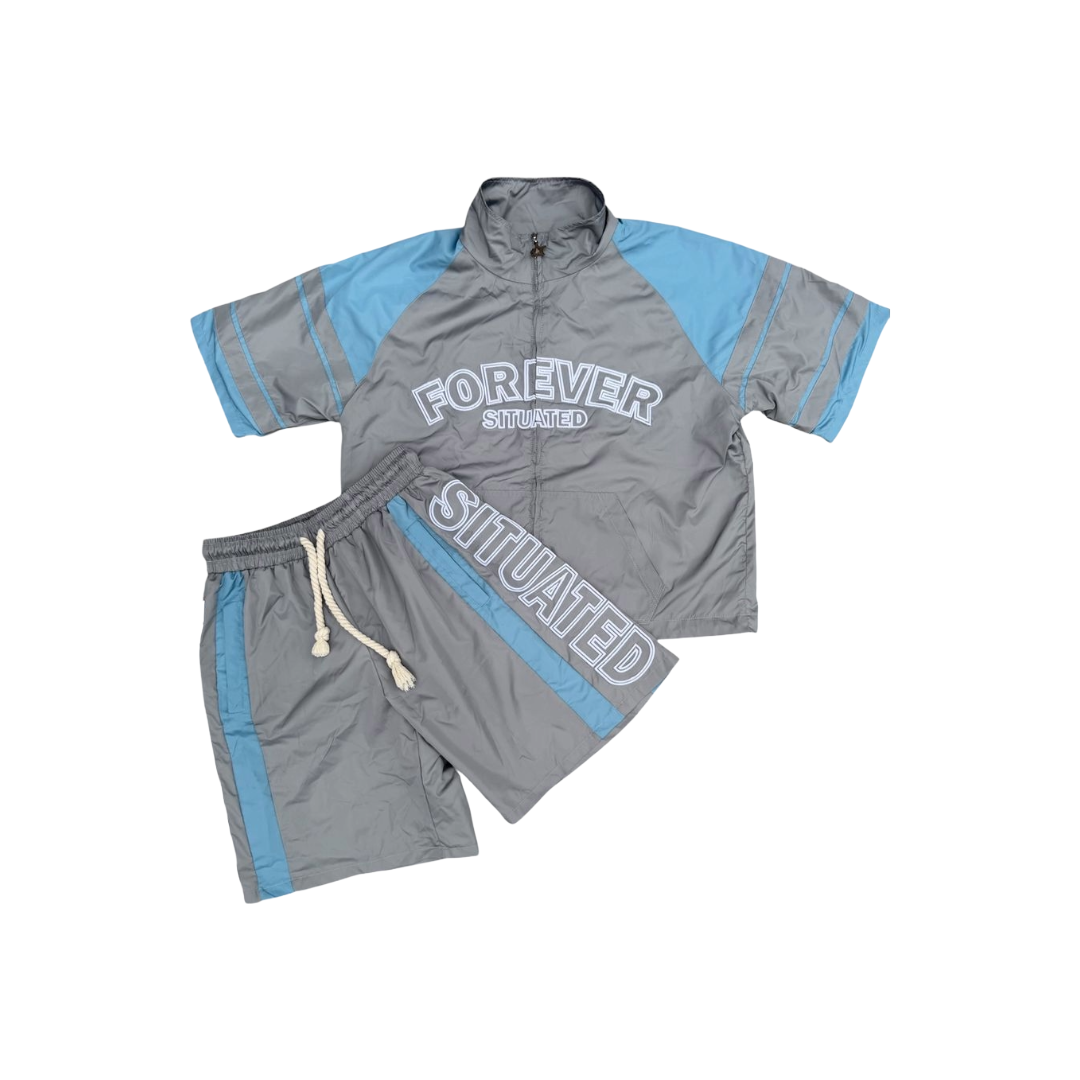 FOREVER SITUATED| FS TRACK SHORT SET BABY BLUE