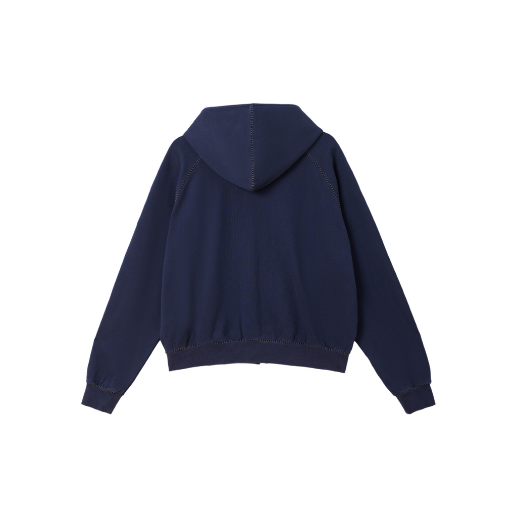 AZVA| BLANKET STITCH ZIP UP HOODIE