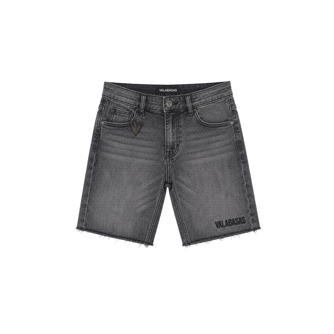 VALABASAS| KIDS GREY DENIM SHORTS