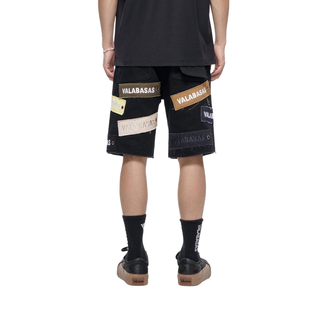 VALABASAS| BANNER DENIM SHORTS JET BLACK