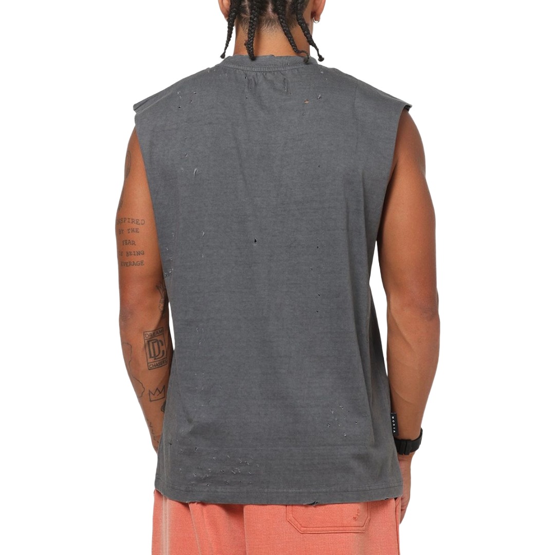 SAINT MORTA| BIRDS OF PREY MUSCLE TEE WASHED CHARCOAL