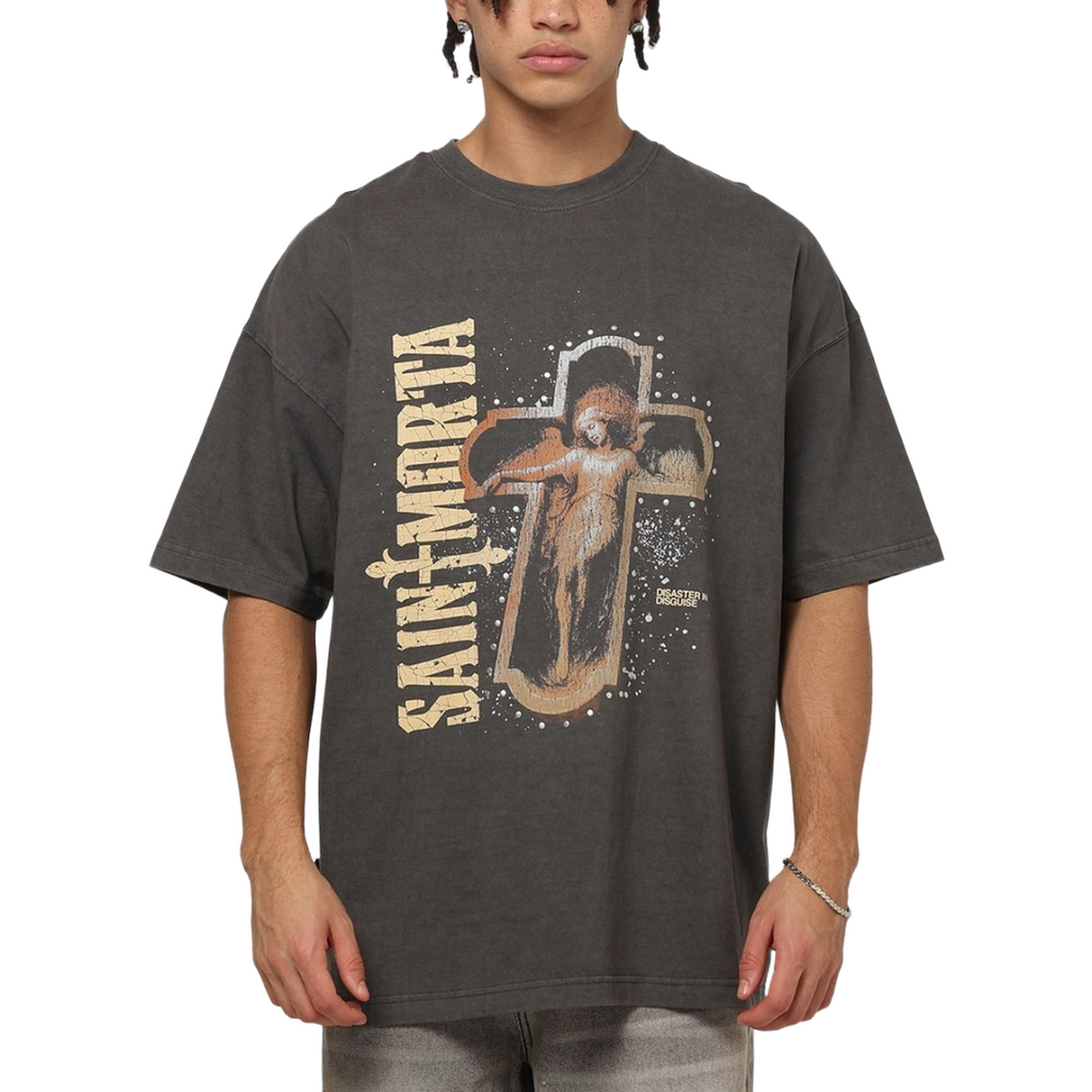 SAINT MORTA| FALLEN SAINTS TEE WASHED CHARCOAL