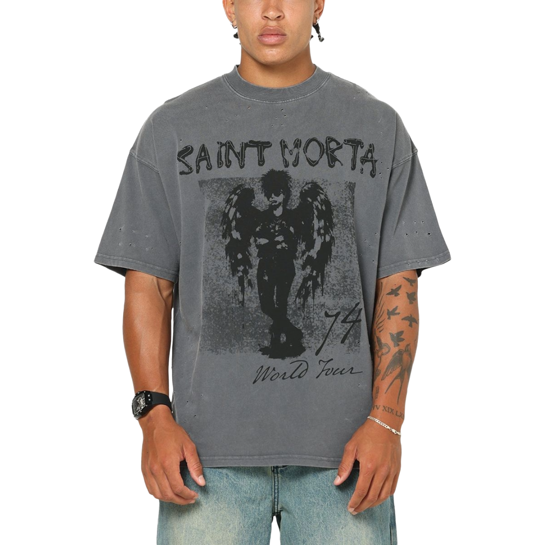 SAINT MORTA| PUNK TOUR TEE WASHED CHARCOAL