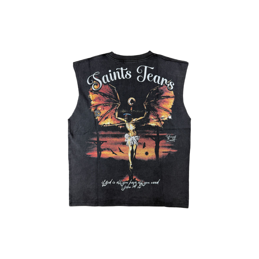 YOUNG SAINT| TEARS CUTOFF TEE