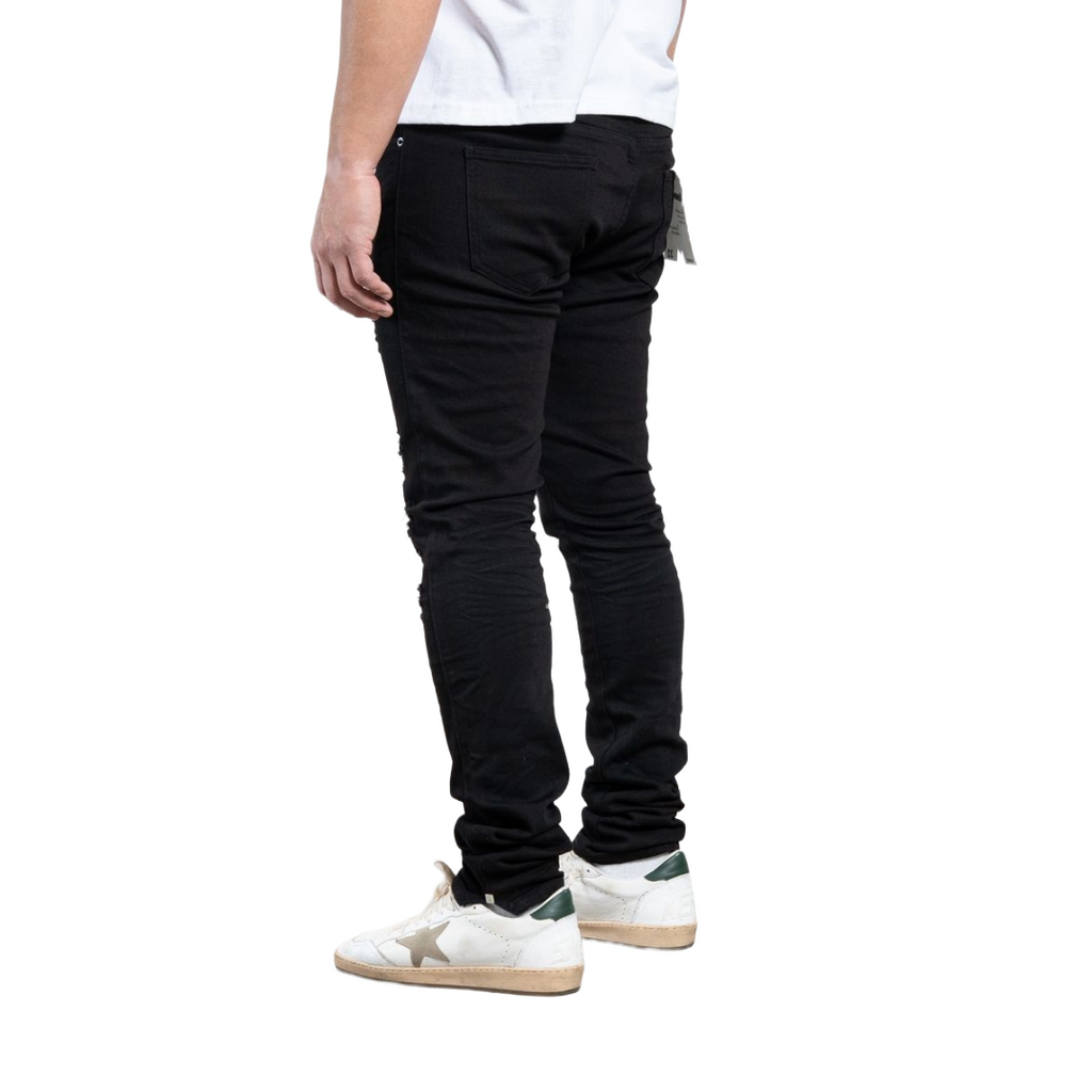 MIDNIGHT BLACK| 004 DISTRESSED SKINNY DENIM