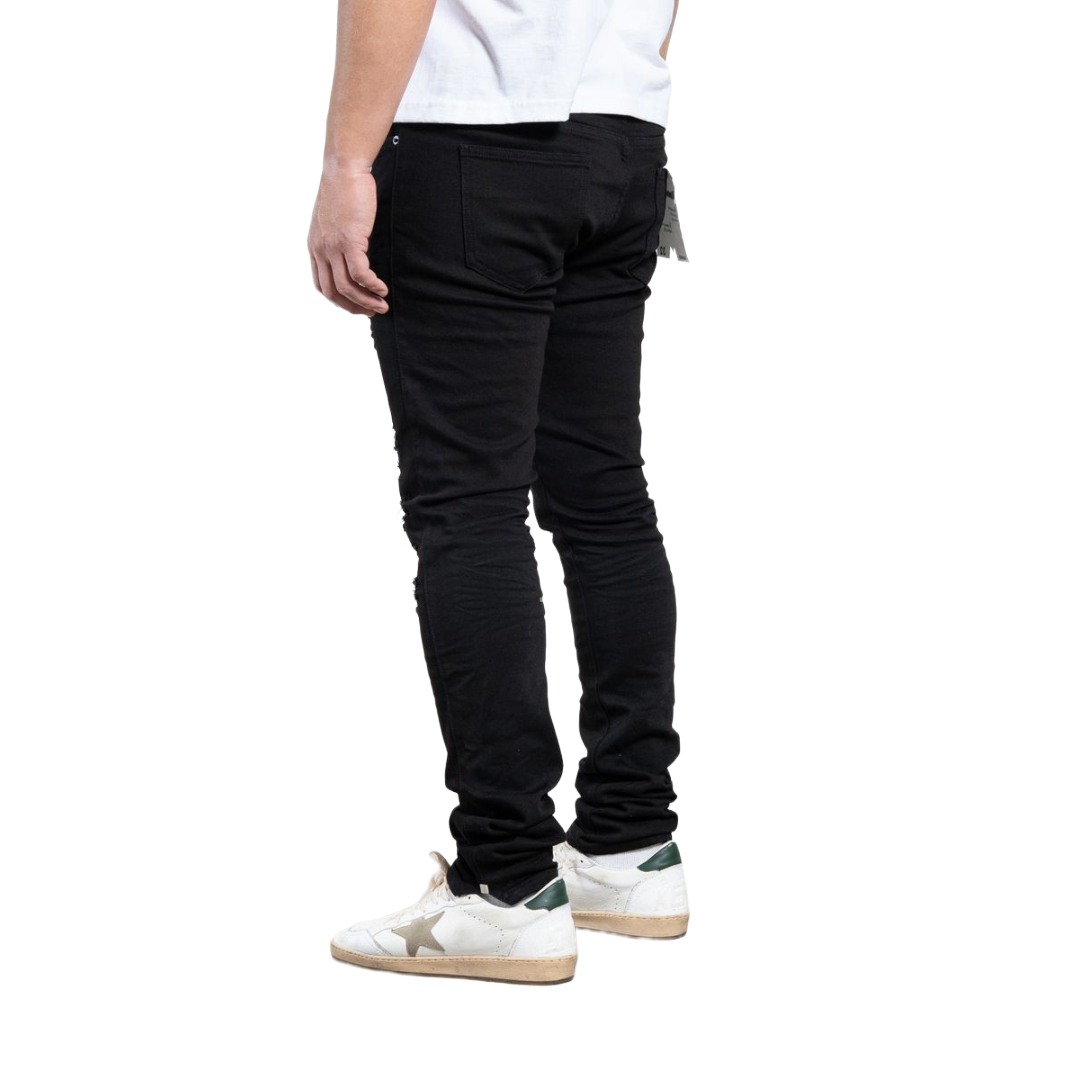 MIDNIGHT BLACK| 004 DISTRESSED SKINNY DENIM