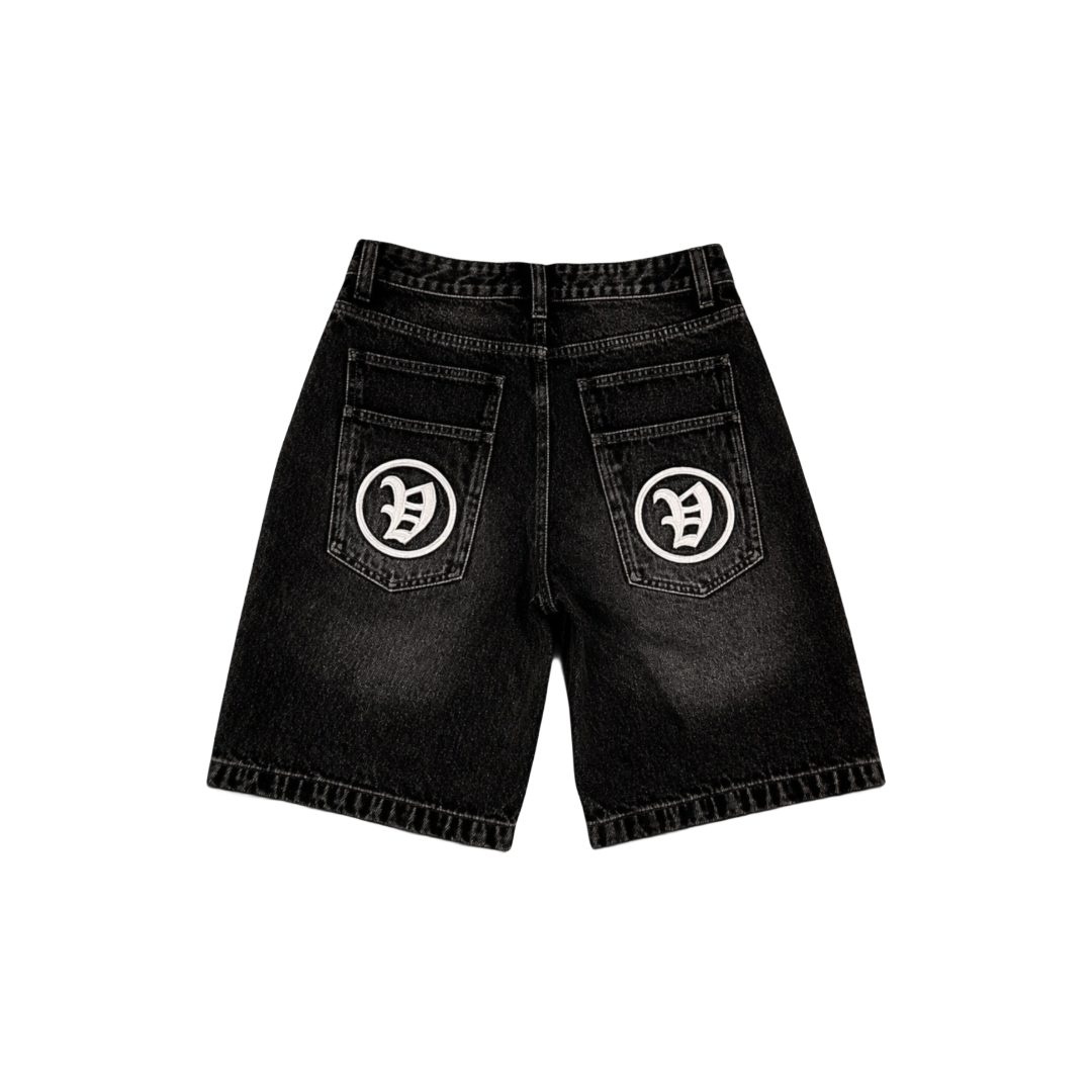 VTILTED| FORMULA BLACK DENIM SHORTS