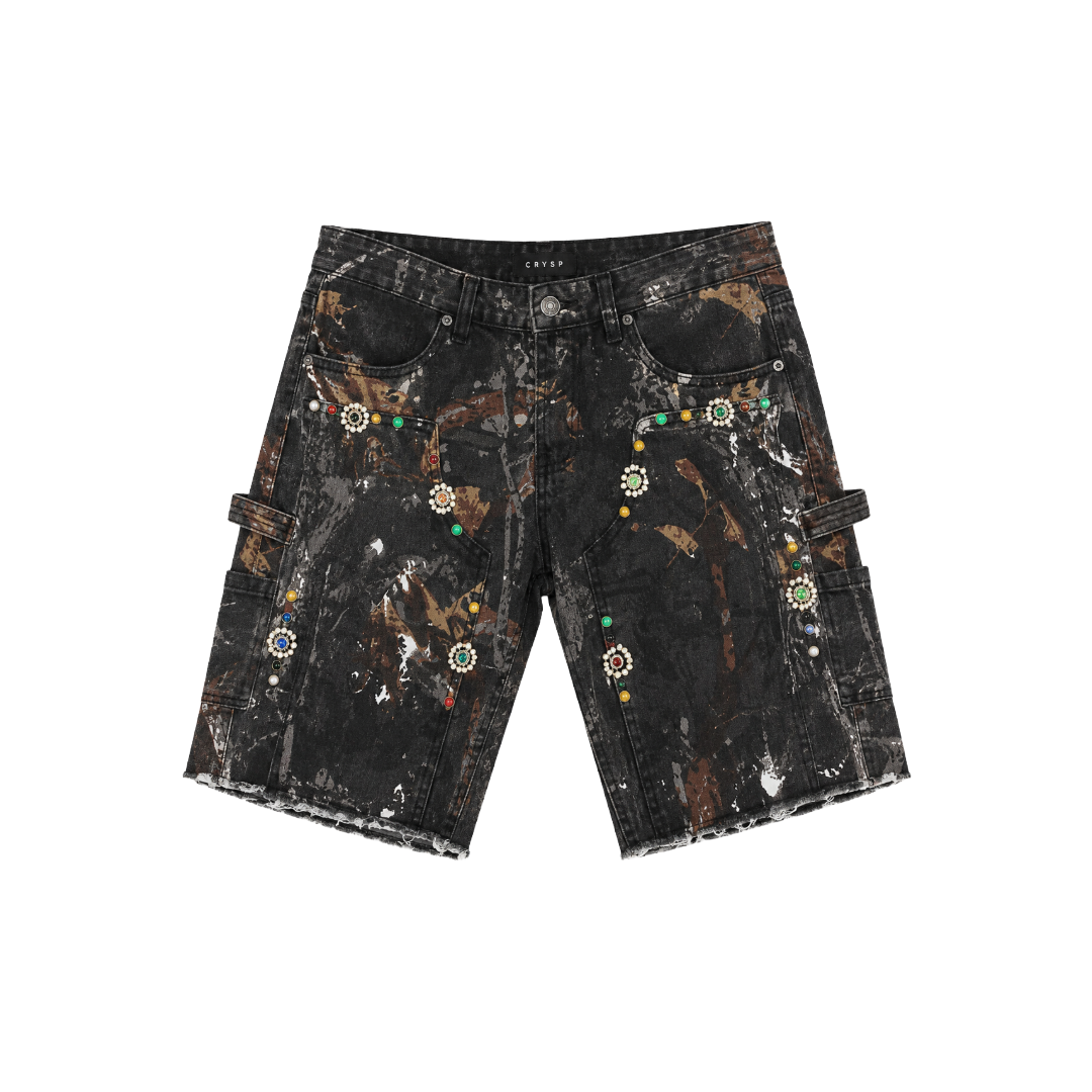 CRYSP| LOTUS CAMO DENIM SHORTS