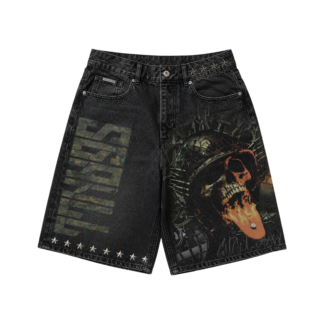 PLATOON DENIM SHORTS BLACK WASH
