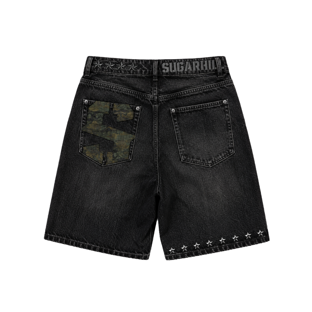 PLATOON DENIM SHORTS BLACK WASH