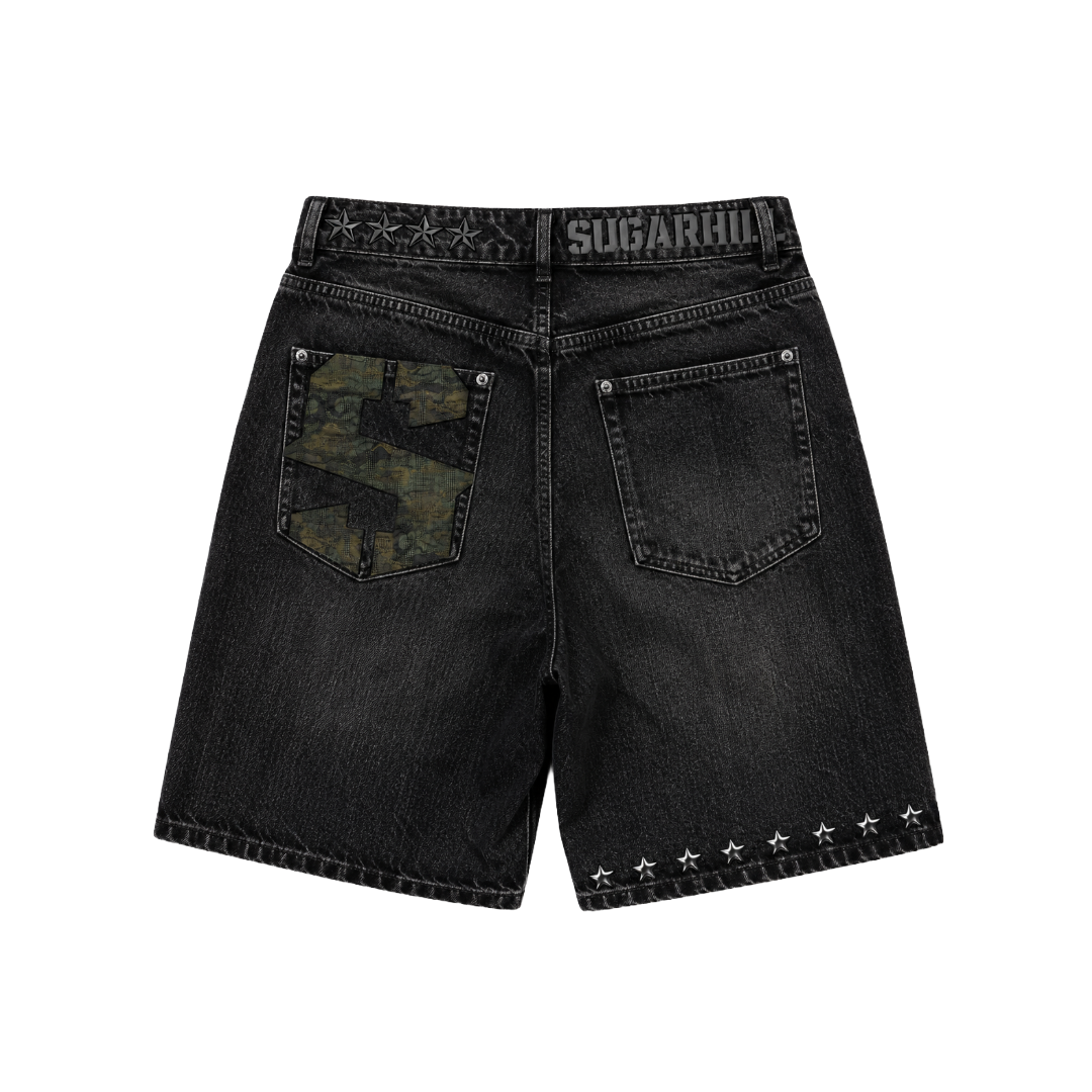 PLATOON DENIM SHORTS BLACK WASH