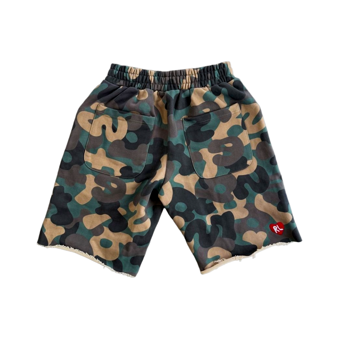 CAMO PEARLS FRENCH TERRY SHORTS