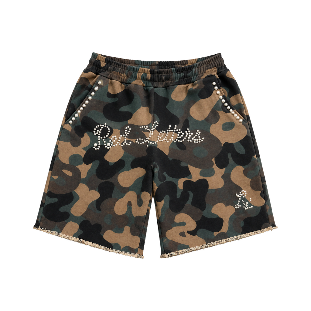 CAMO PEARLS FRENCH TERRY SHORTS