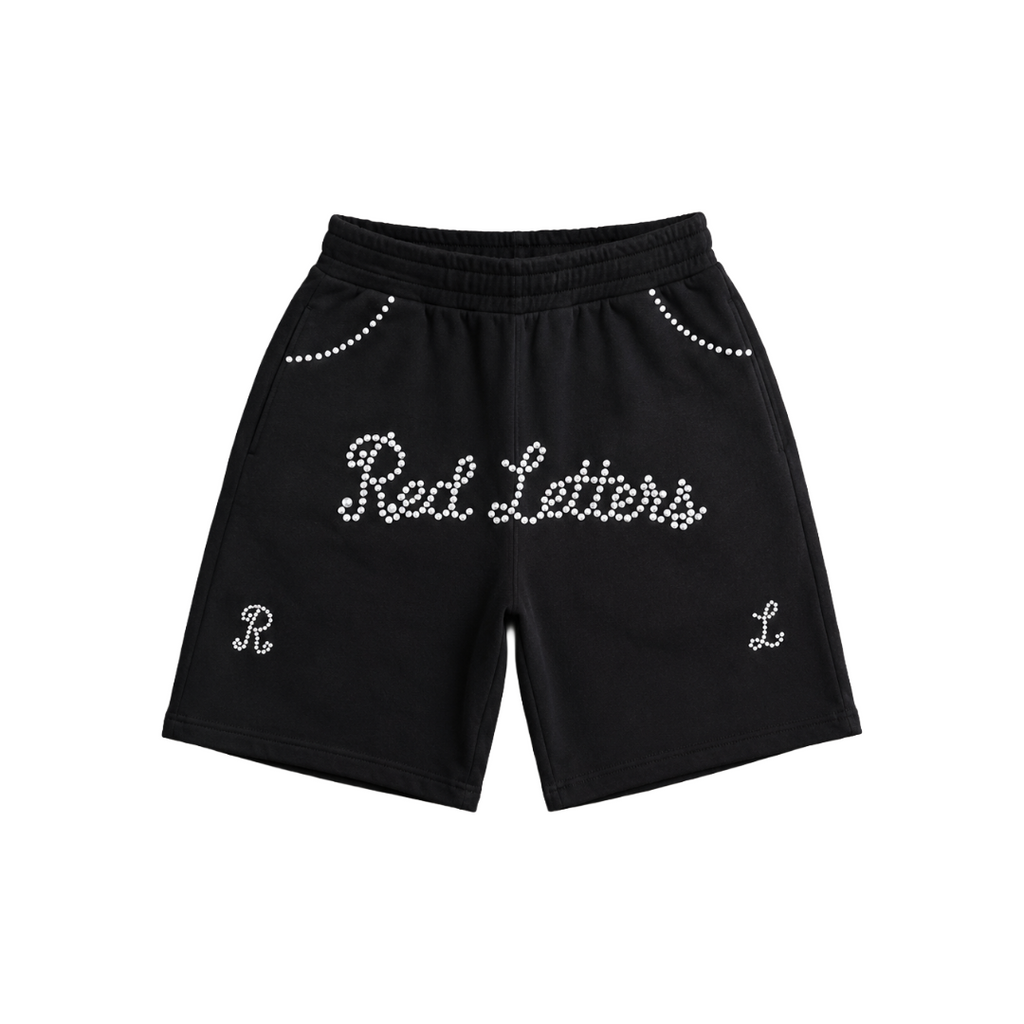 BLACK PEARLED FRENCH TERRY SHORTS