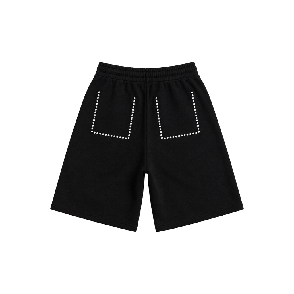 BLACK PEARLED FRENCH TERRY SHORTS