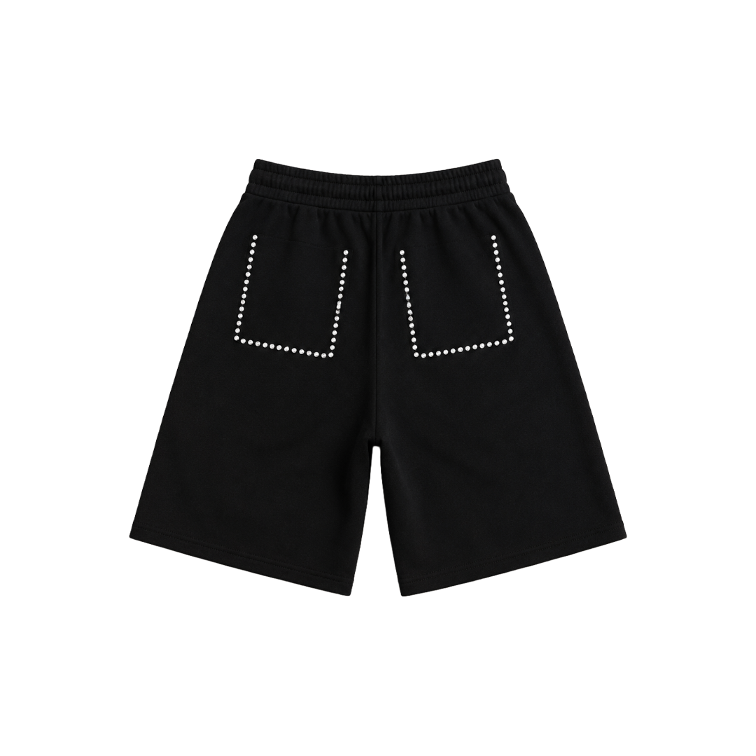 BLACK PEARLED FRENCH TERRY SHORTS