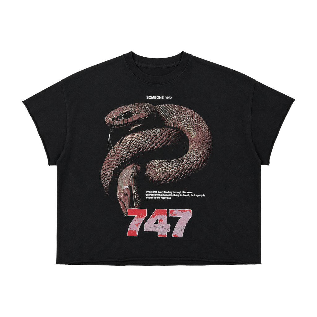 SNAKE CUT OFF TEE VINTAGE BLACK