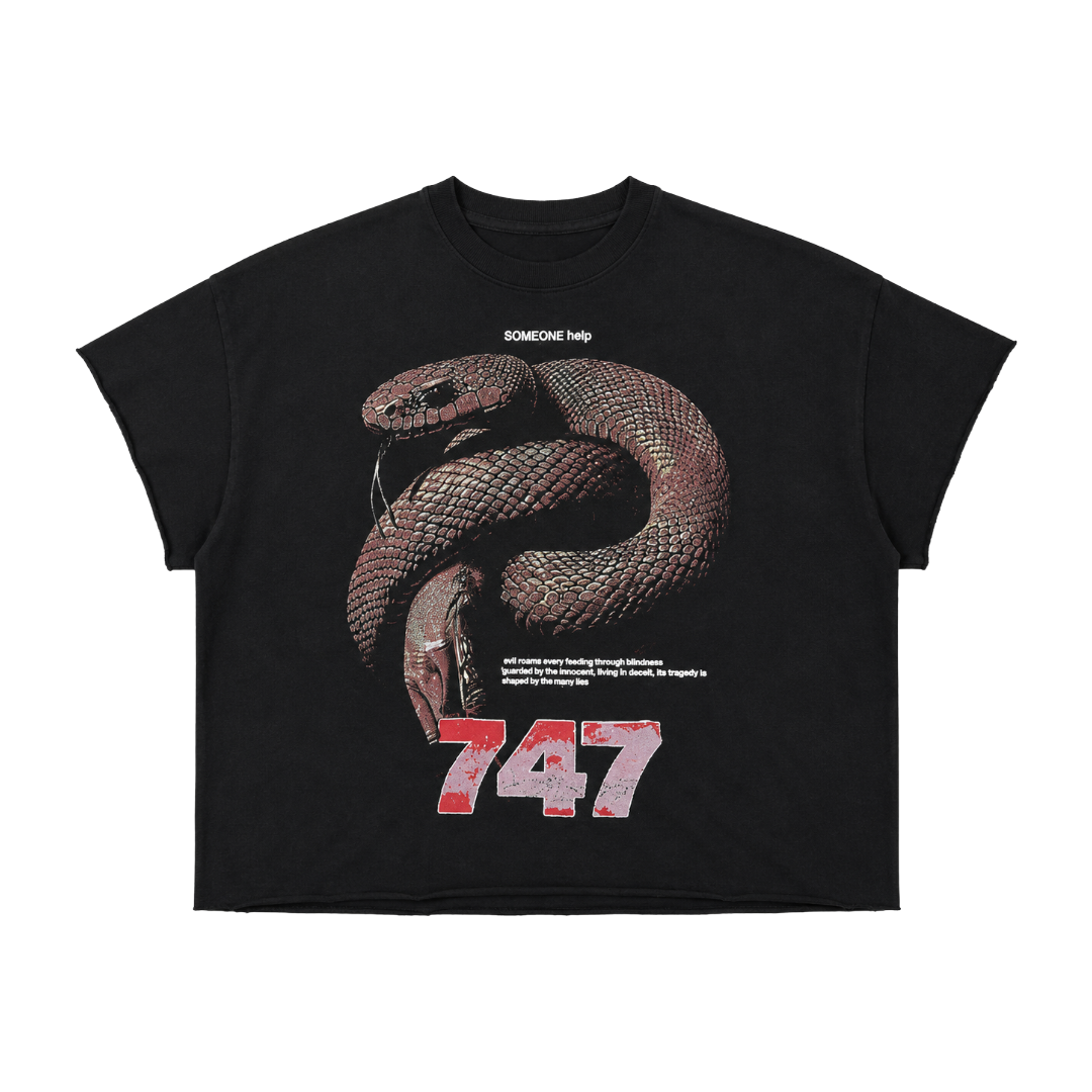 SNAKE CUT OFF TEE VINTAGE BLACK