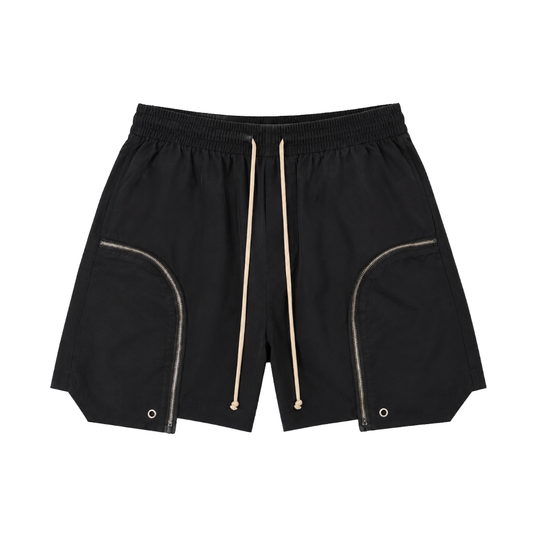 FRONT POCKET GEO SHORTS BLACK