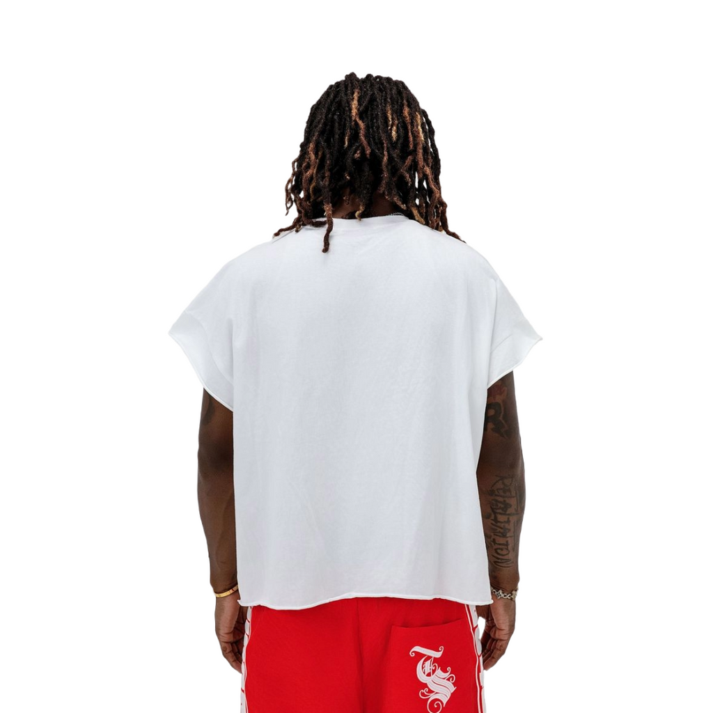 PEACE CUT OFF TEE WHITE