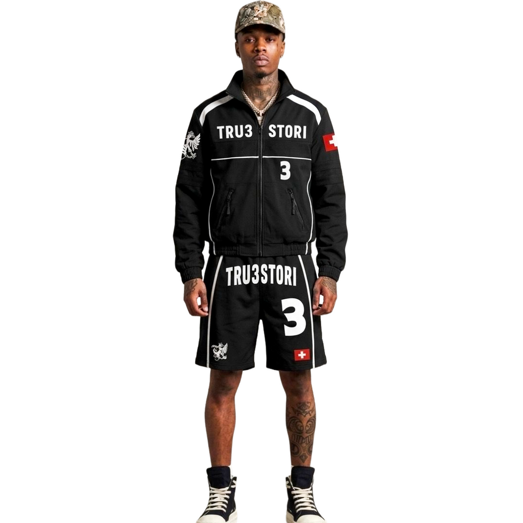 BLACK TRACK SUIT SET