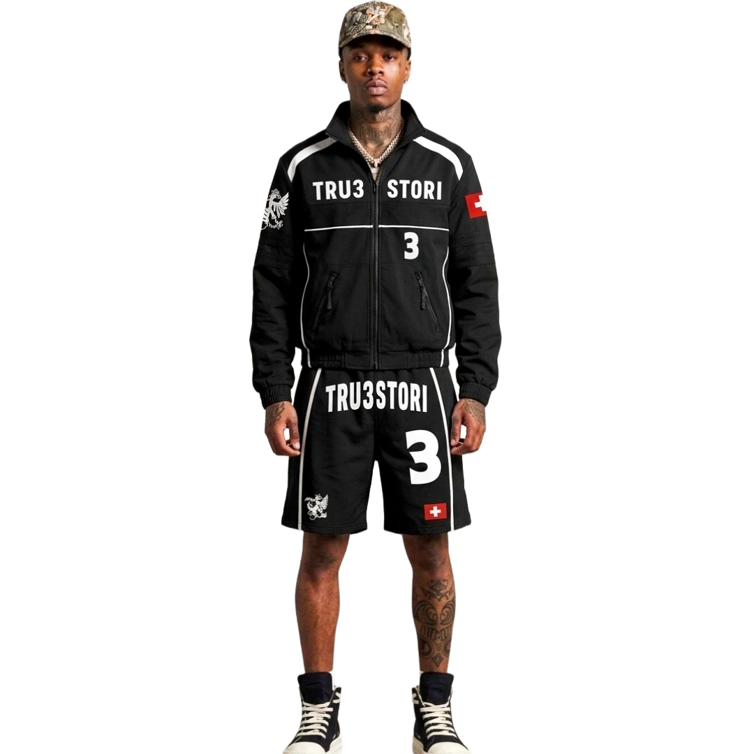 BLACK TRACK SUIT SET