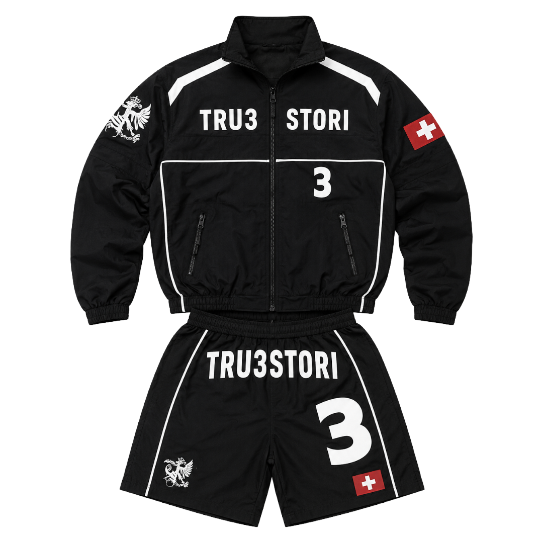 BLACK TRACK SUIT SET