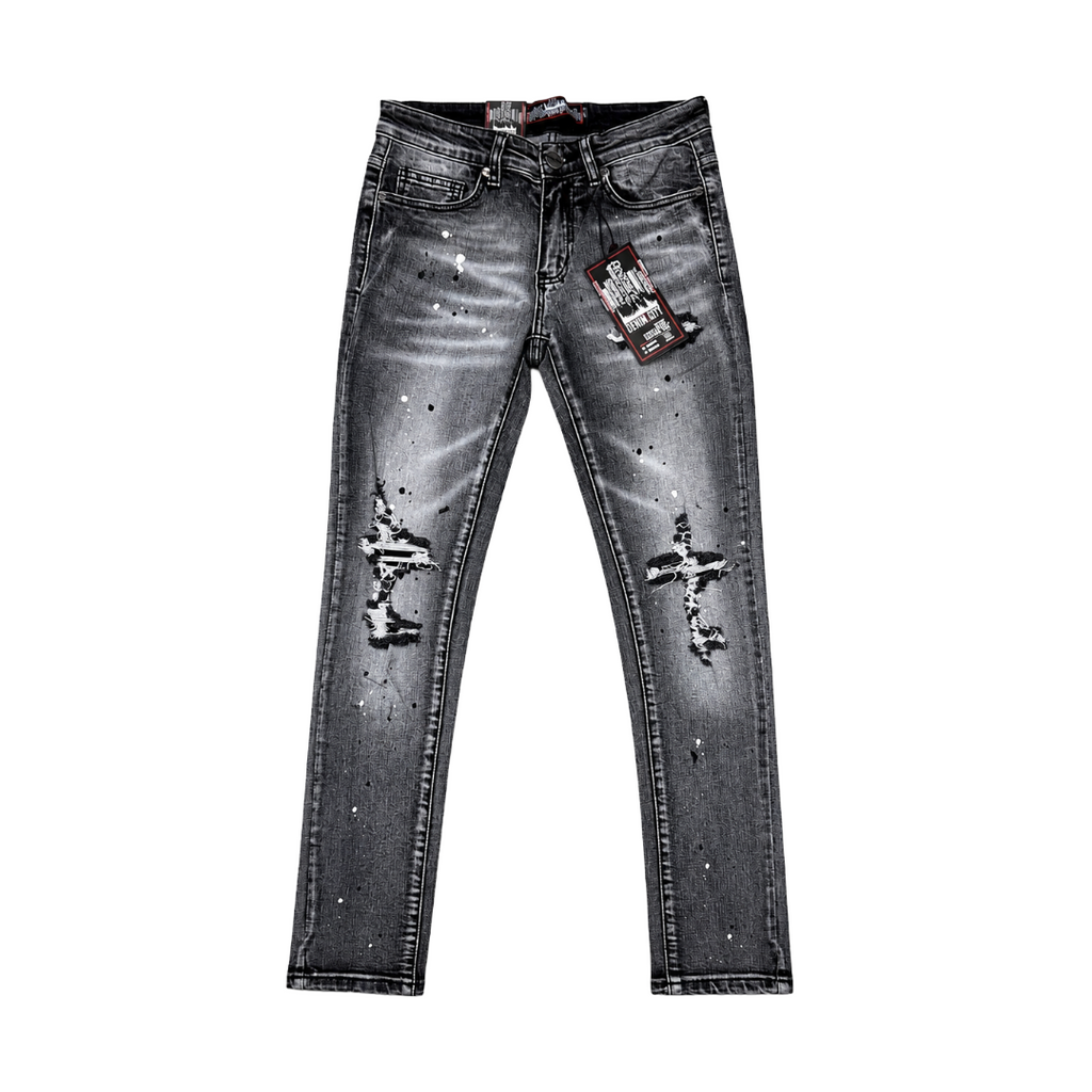 RIP N REPAIR GREY WASH DENIM