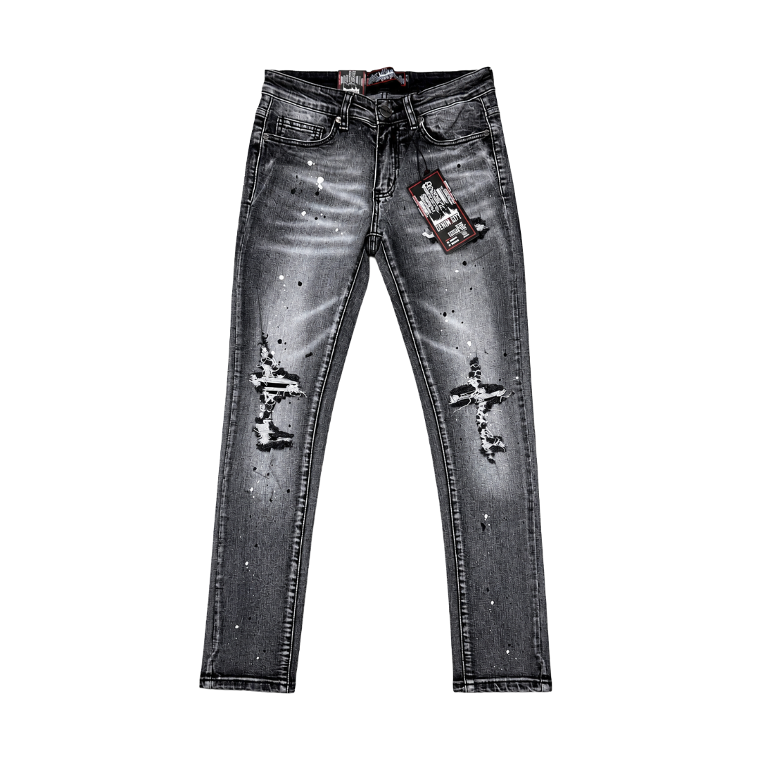 RIP N REPAIR GREY WASH DENIM