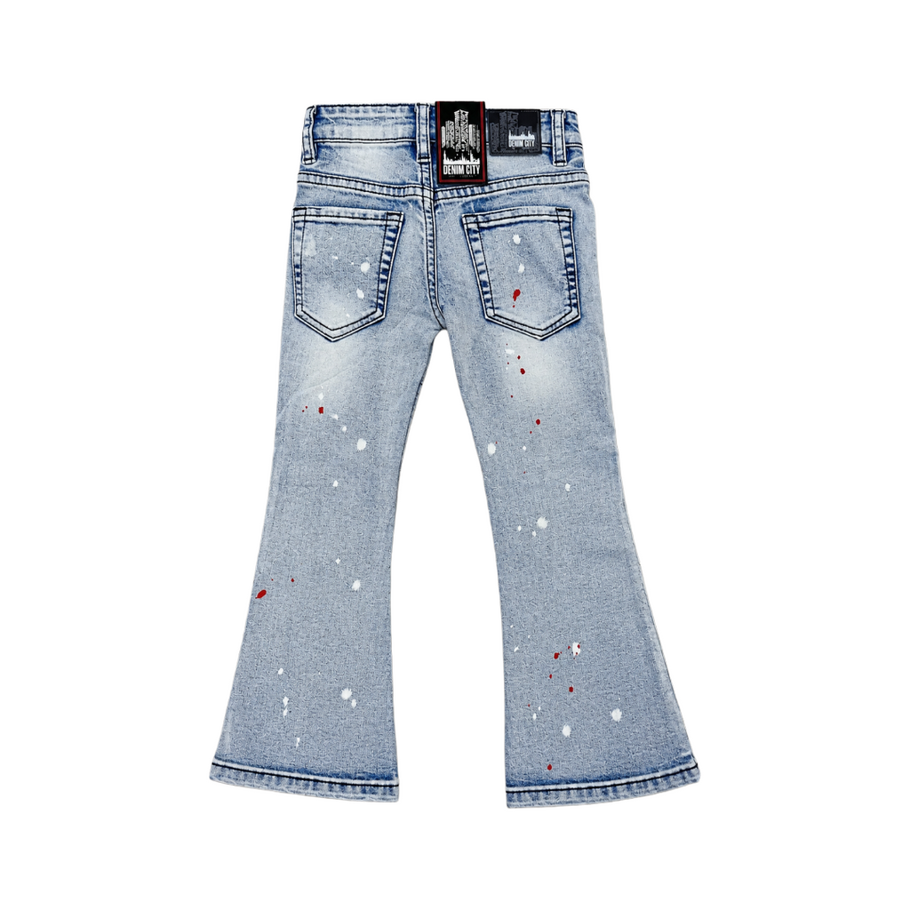 KIDS RIP N REPAIR LIGHT BLUE WASHED FLARE DENIM