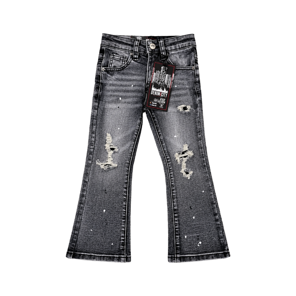 KIDS RIP N REPAIR GREY WASH DENIM