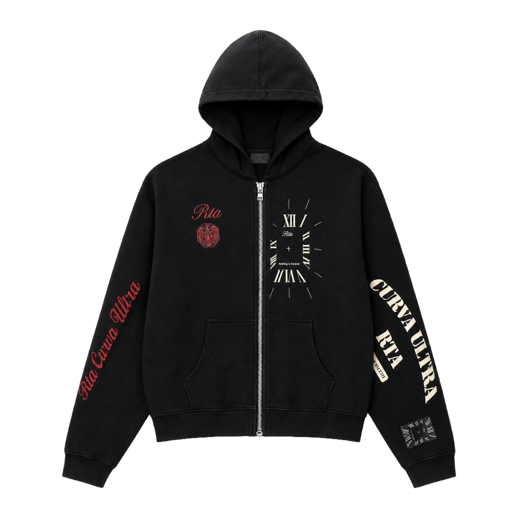 RIKO HALF HALF ZIP UP | VINTAGE BLACK COMBO