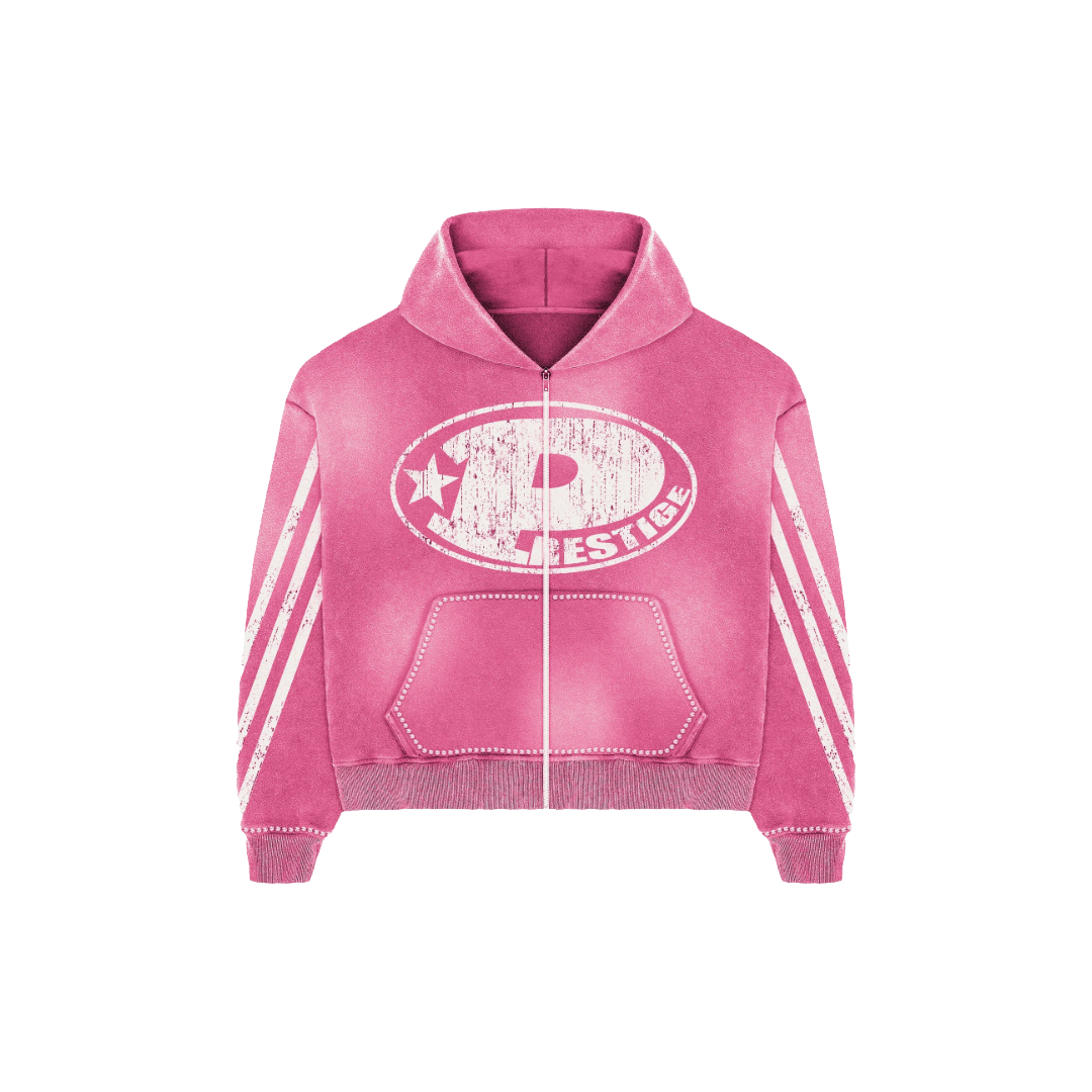 PRESTIGE P LOGO RHINESTONE HOODIE PINK