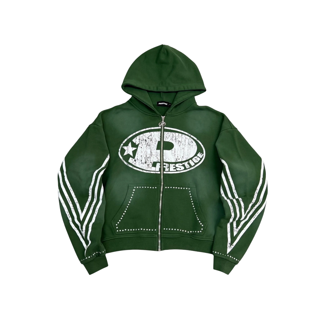 PRESTIGE P LOGO RHINESTONE HOODIE GREEN