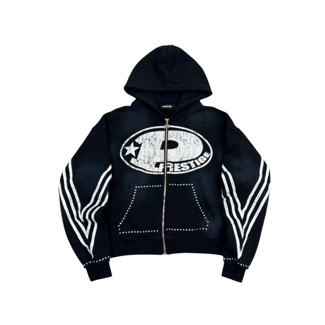 PRESTIGE P LOGO RHINESTONE HOODIE BLACK
