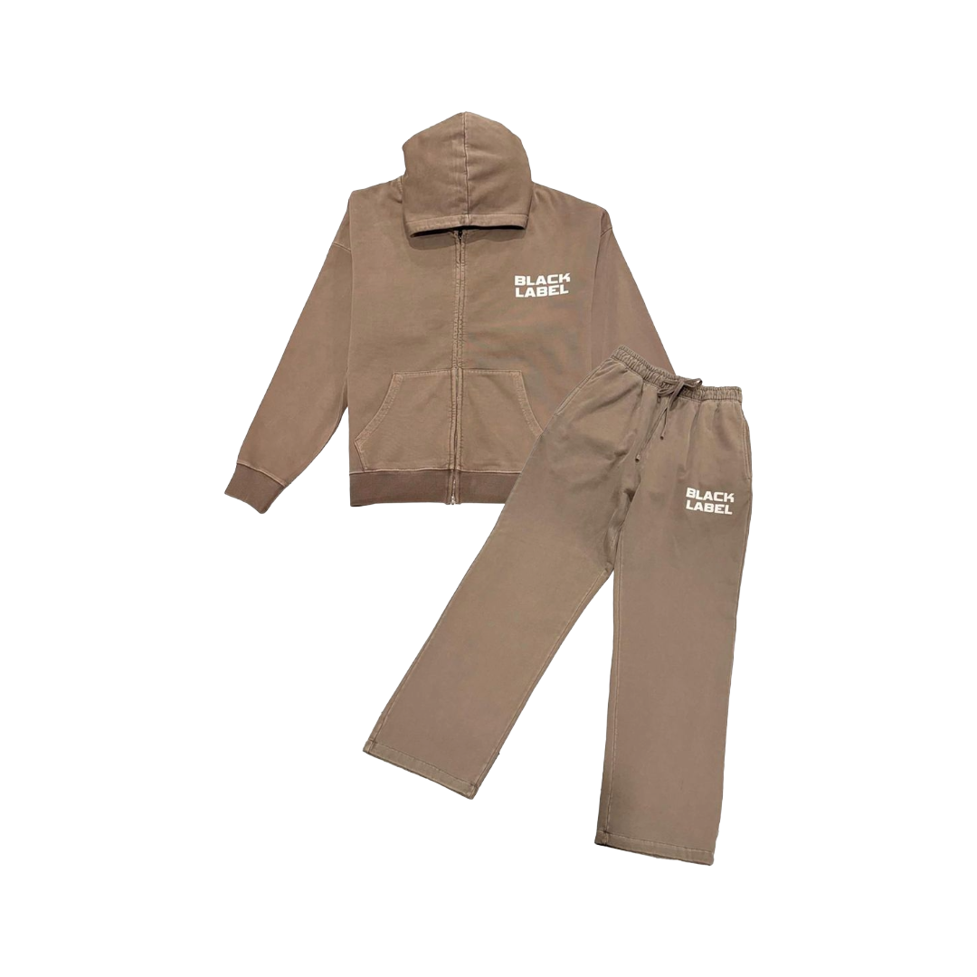 BLACK LABEL BROWN GARMENT DYE JOGGER SET