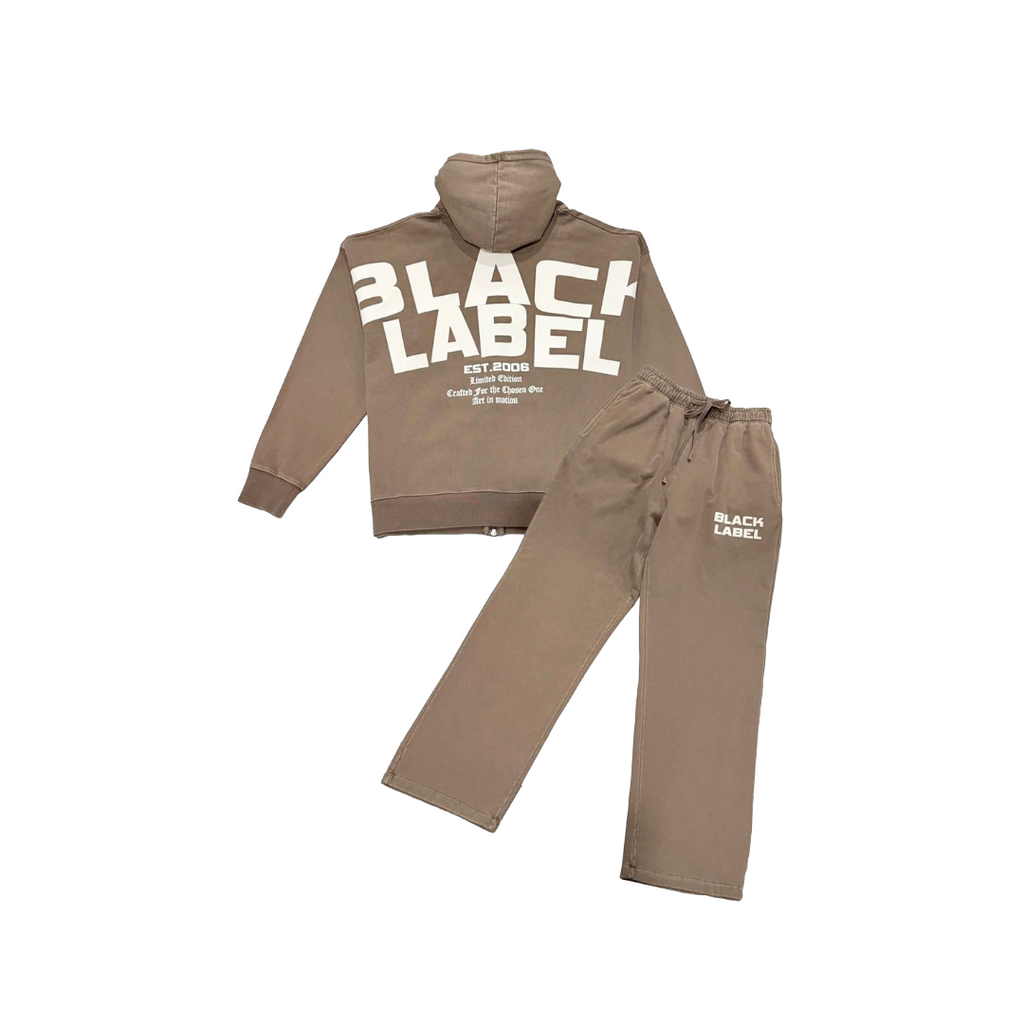 BLACK LABEL BROWN GARMENT DYE JOGGER SET