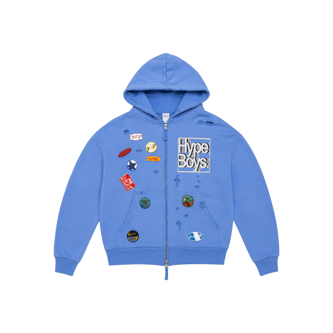 HYPEBOYS| PINS HOODIE BLUE