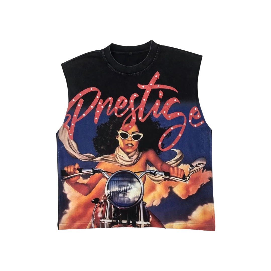 PRESTIGE| LADY MOTOR RHINESTONE CUTOFF