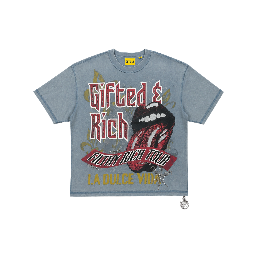 GFTD LA| GIFTED AND RICH BLUE TEE