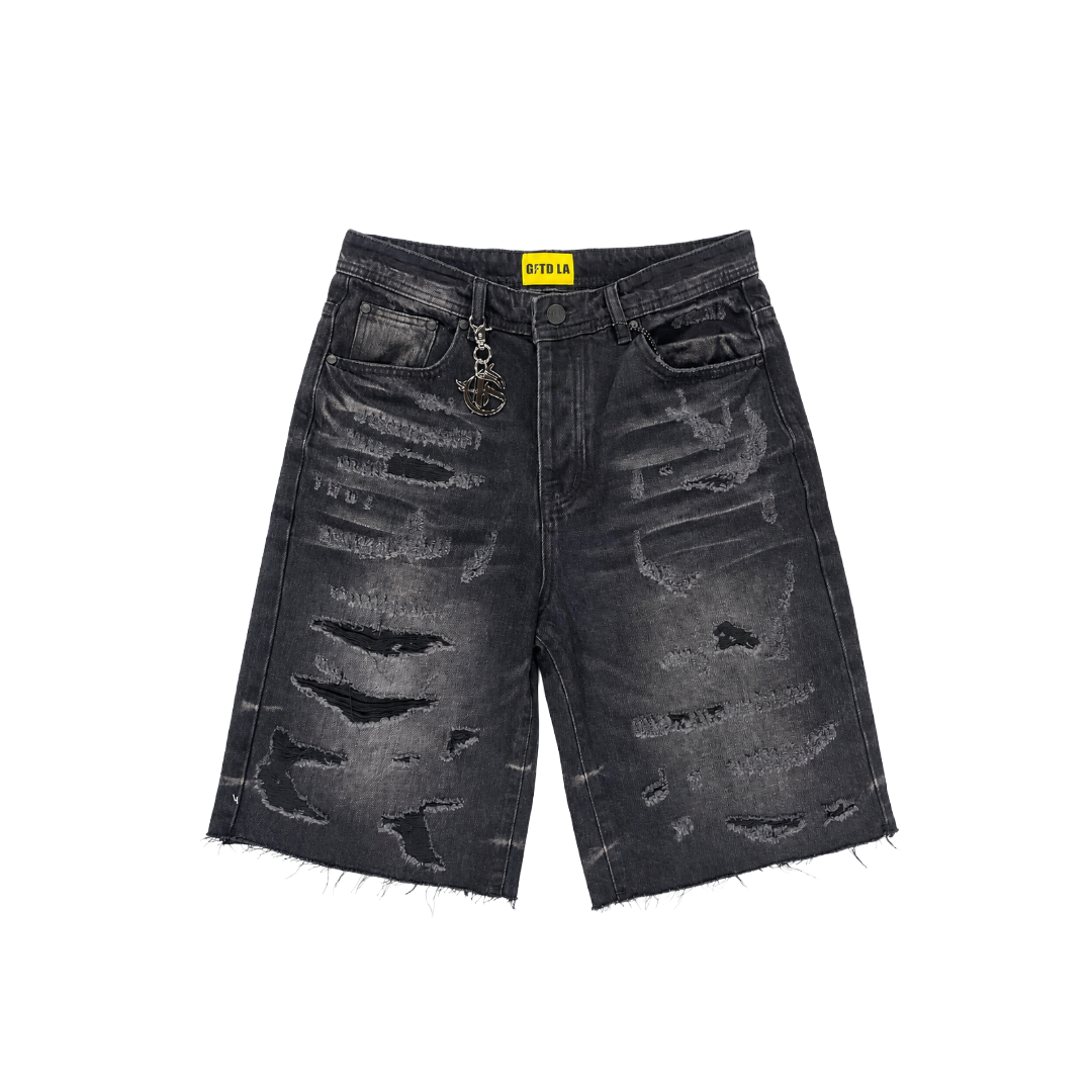 GFTD LA| ALLEN BLACK WASH DENIM SHORTS