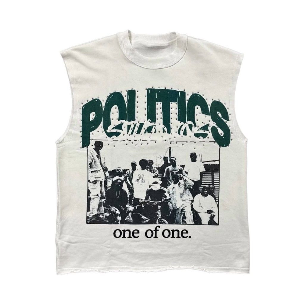 POLITICS| ONE OF ONE CUTOFF TEE WHITE